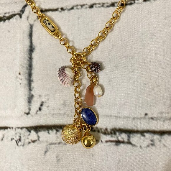 J. Crew Gold Plated Mixed-Stone Charm Necklace - Picture 9 of 12